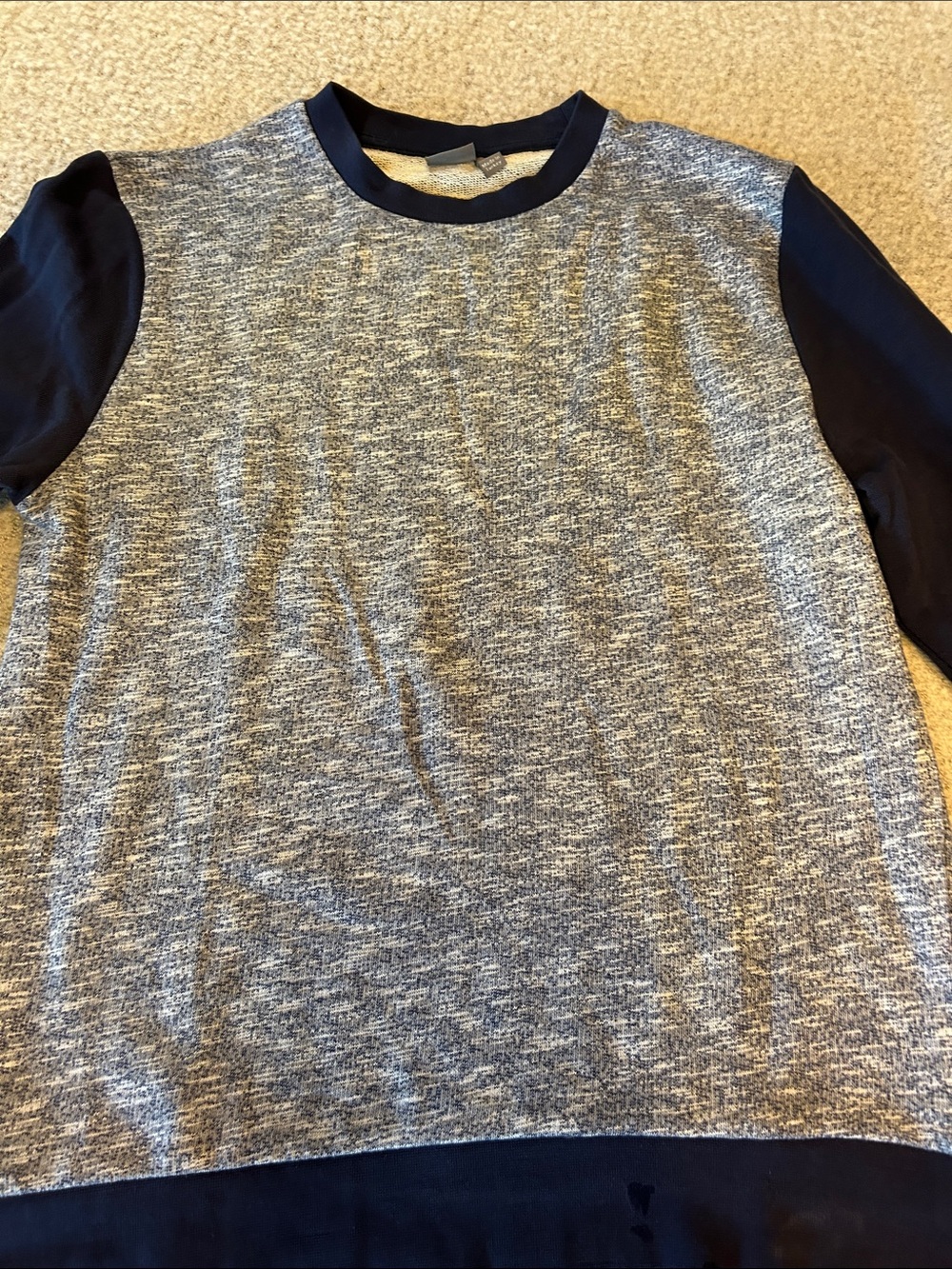 ASOS Heather Gray and Navy Raglan Crewneck Sweatshirt